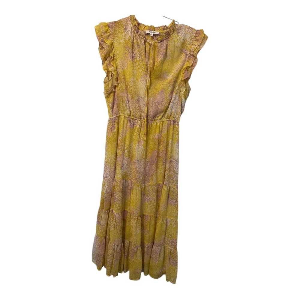 Floral Yellow Ruffle Dress Size Medium